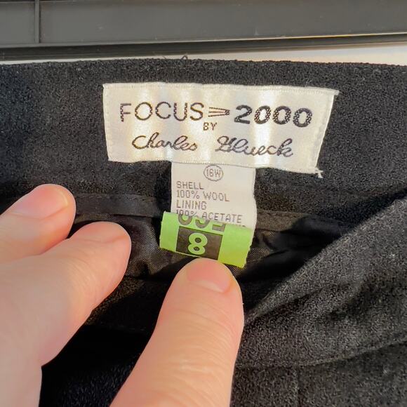Focus 2000 by Charles Glueck Wool Pant Woman's 16W Black Lined Side Zip & Button - Picture 2 of 14